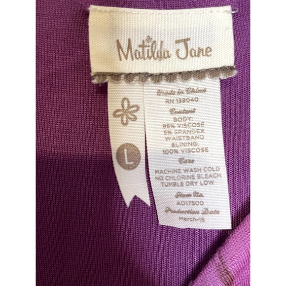 Matilda Jane Hello Lovely Adore Me Purple Floral Hi Low Jersey Dress Women Large - Picture 2 of 8